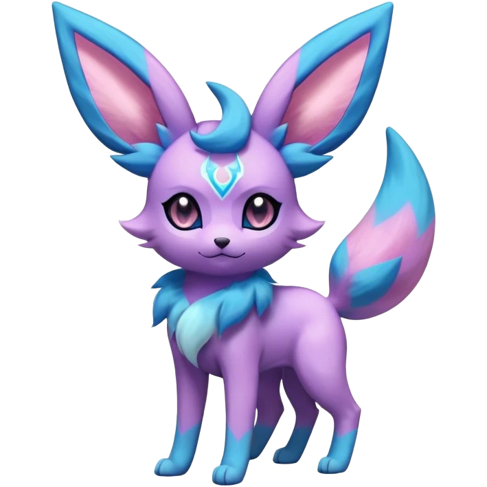 Futuristic Fluffy Celestial Magical Glaceon-Espeon-Sylveon-Umbreon-hybrid, full bod emoji