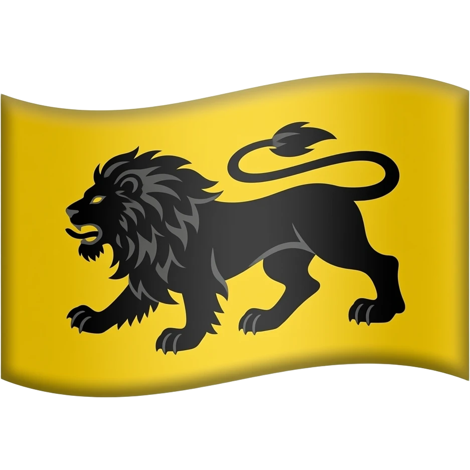 drapeau lion noir sur fond jaune emoji