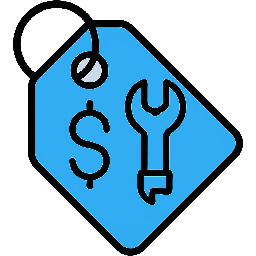 pricing emoji for plumbers, blue color, includes a wrench or pipe emoji