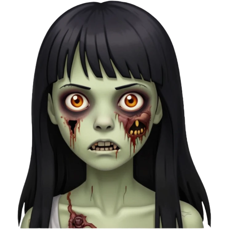oculos, cabelo preto e longo e com franja reta, mulher e zumbi  emoji