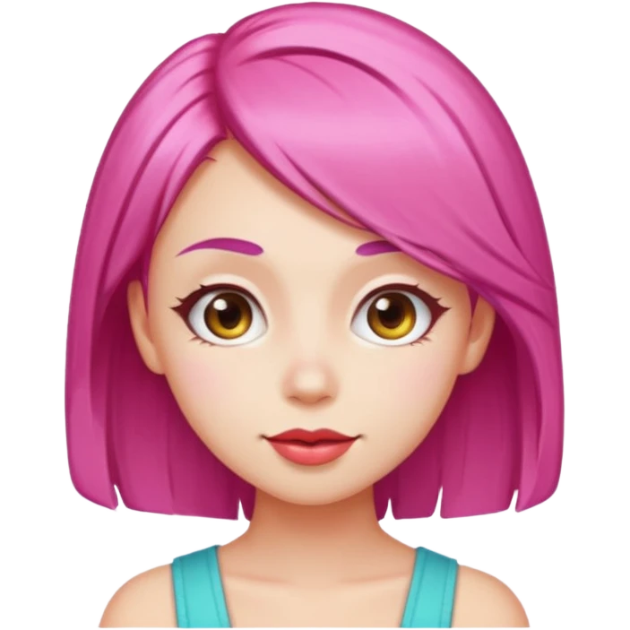 v-line face, candy hair, slim and small woman, fresh expression emoji emoji