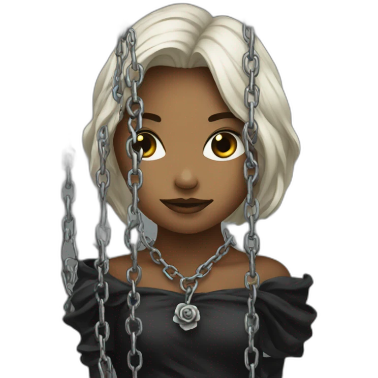 chained up black rose emoji