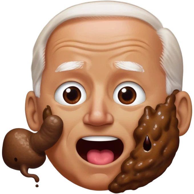Joe Biden readily and excitingly consuming what is clearly and obviously a full and in tact poop emoji emoji