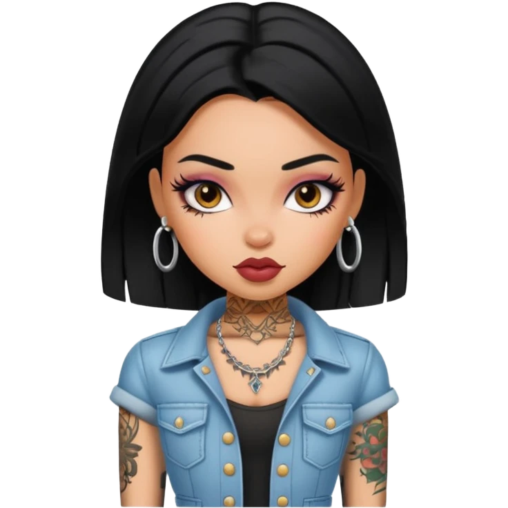 black haired pretty bratz baddie with tattoos emoji