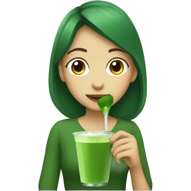 Girl drinking matcha emoji