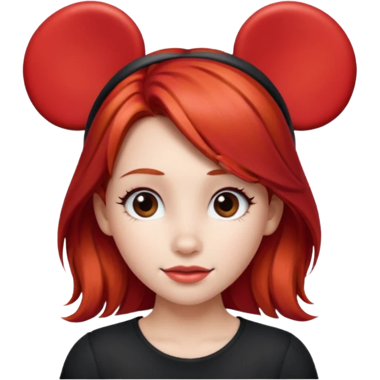 red haired girl with red mickey ears emoji