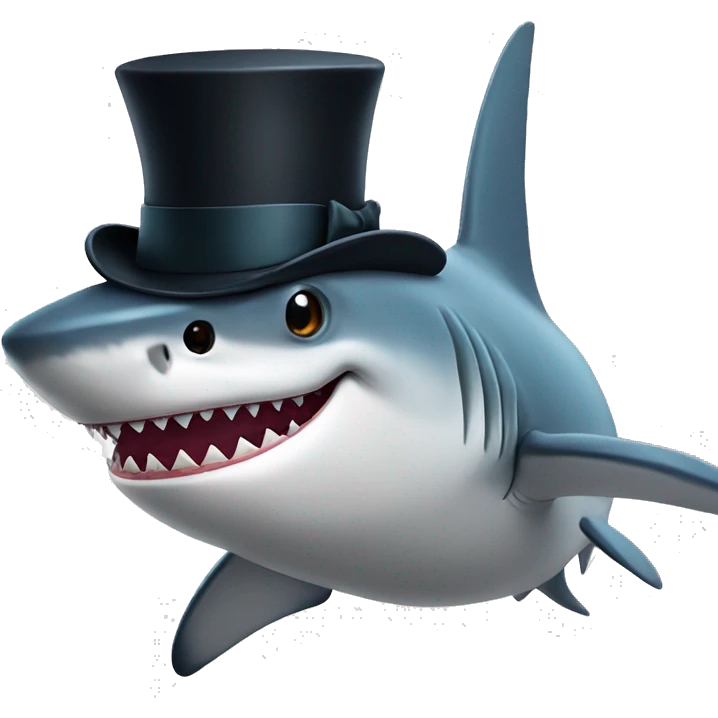 Shark with a top hat emoji