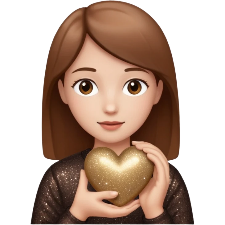 soft brown heart with glitter in hand emoji