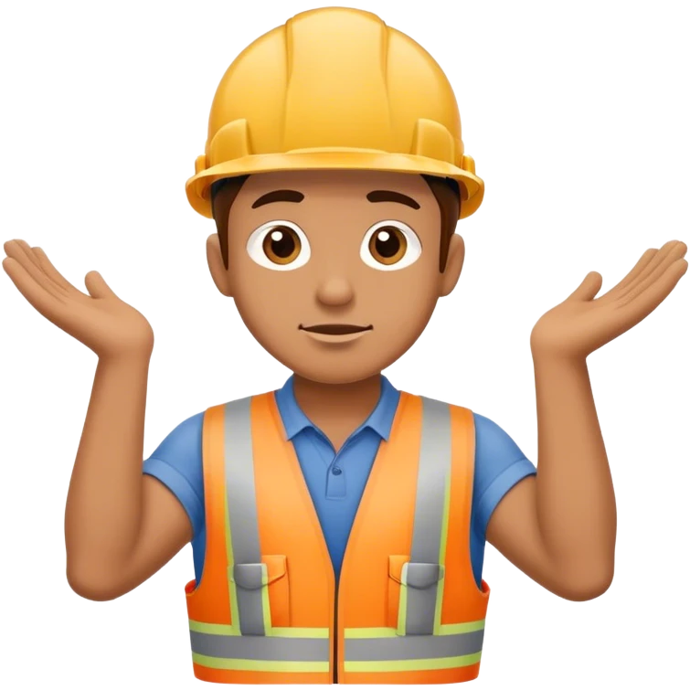 construction worker shrugging his shoulders emoji