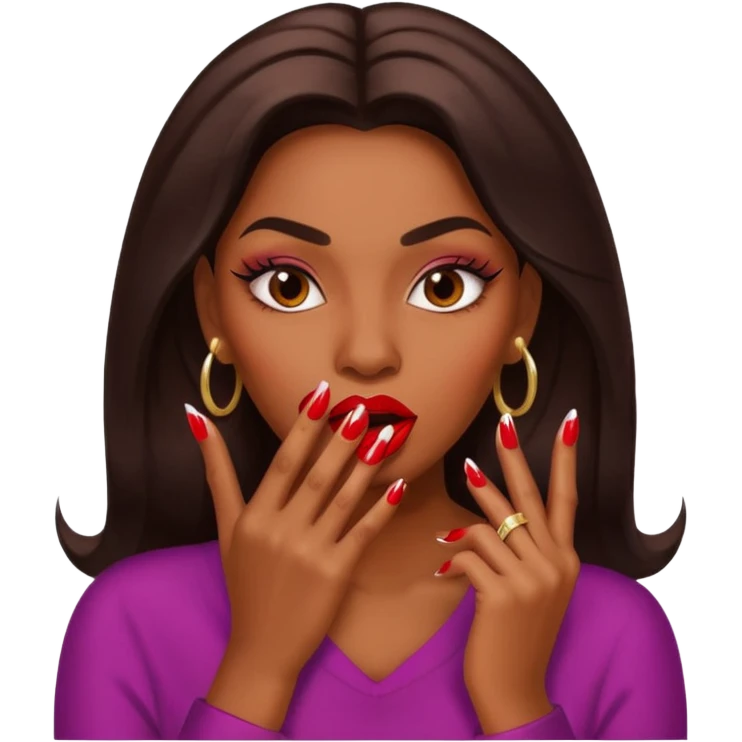 Big lips long nails bestie circle head biting her 1 nail emoji