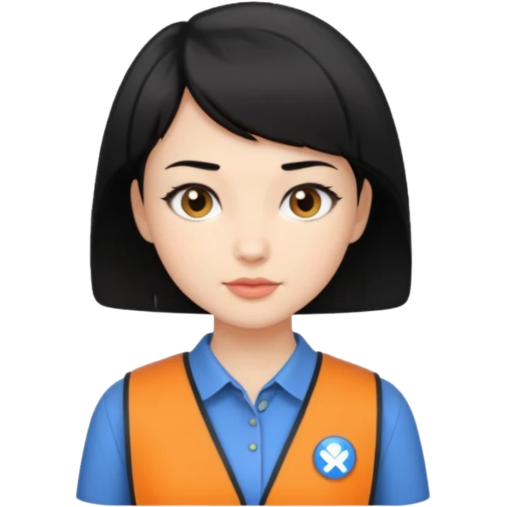 검은 단발머리의 젊은 여성 가이드. emoji