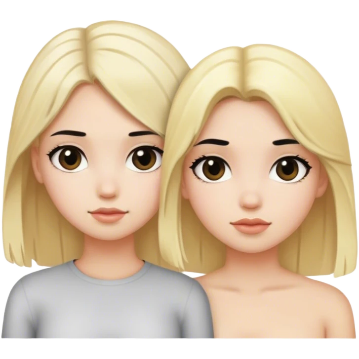 blond hair girl with black hair girl friends emoji