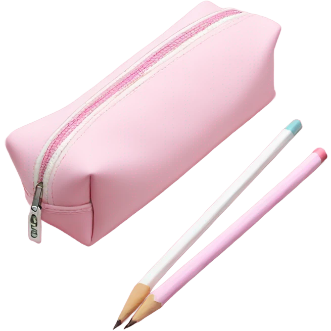 pencil case pink pastel and white emoji