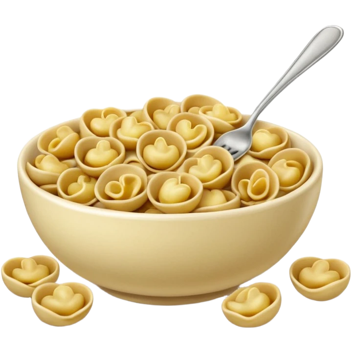 a bowl filled with realistic orecchiette pasta, appetizing and detailed, Apple emoji style emoji