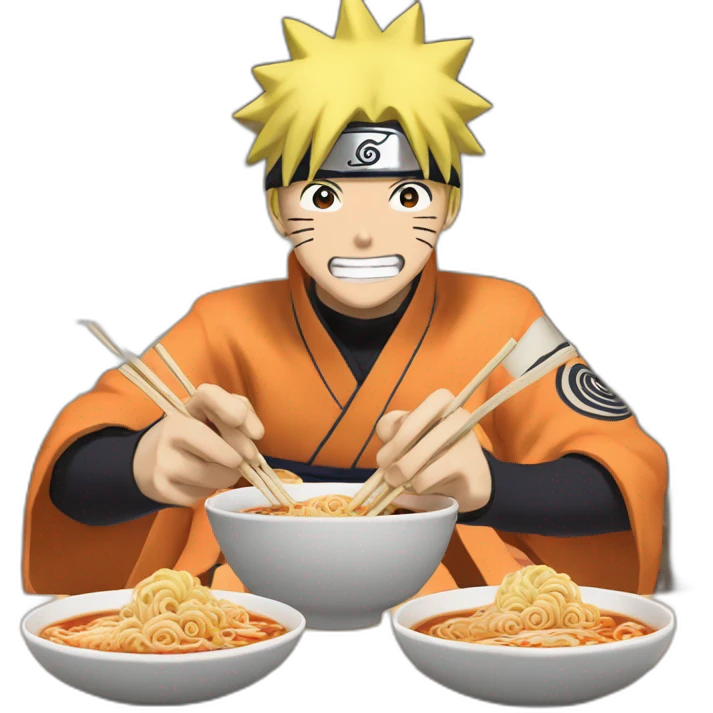 Uzumaki Naruto famous character of anime Naruto having ramen emoji
