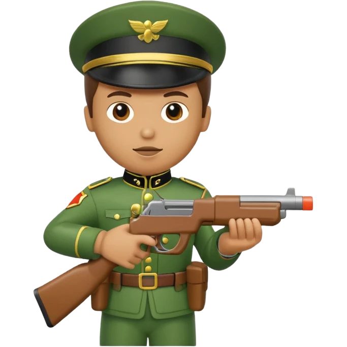 green toy soldier holding gun emoji