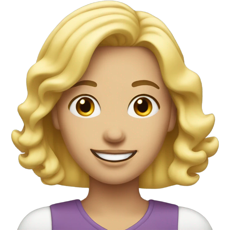 Blond woman with both hands under chin smiling emoji