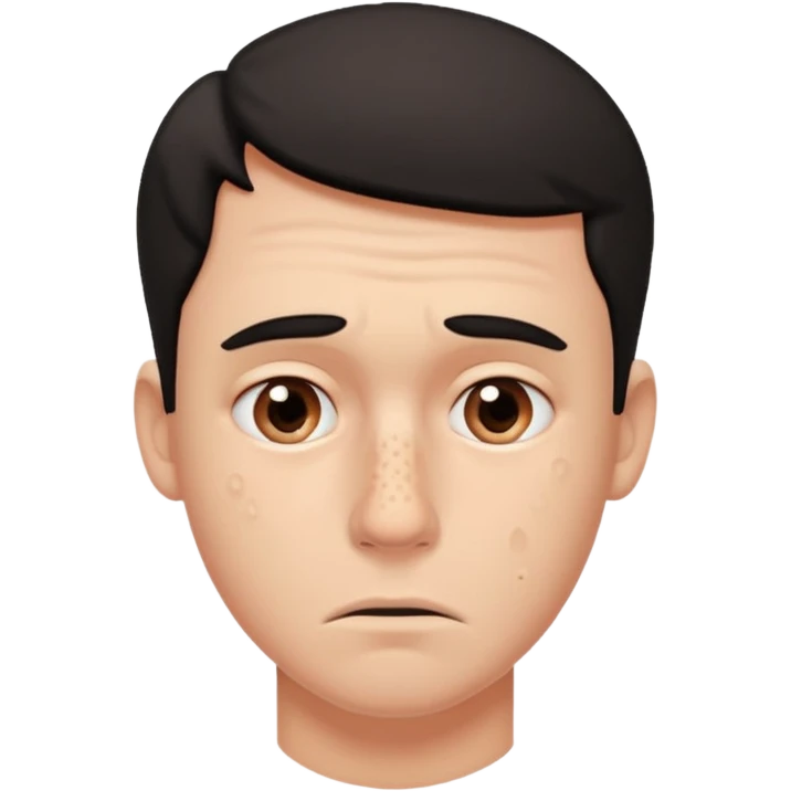 a worried guy with nose full of black heads emoji