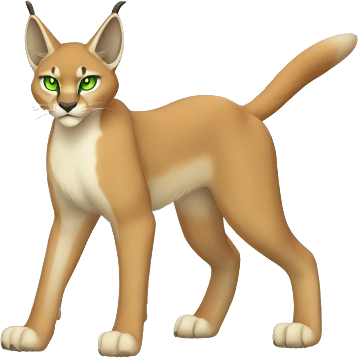 Beige Lynx-Caracal-Fakemon-hybrid with orange points, green eyes brown toes, and short tail, full body emoji