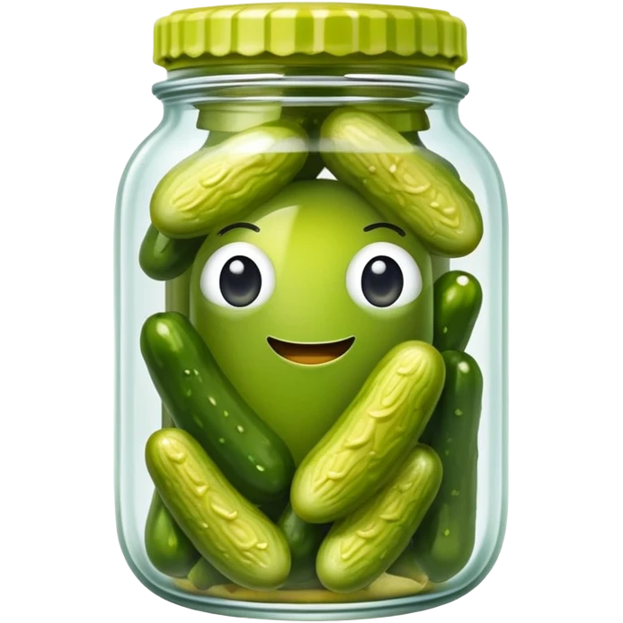An emoji of a jar filled with pickles, showcasing the briny liquid and vibrant green pickles inside emoji