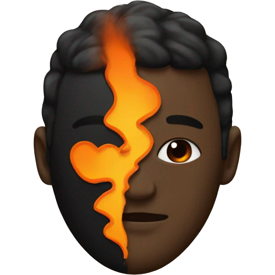 Half black and half orange burnt life beat cardiogramme emoji