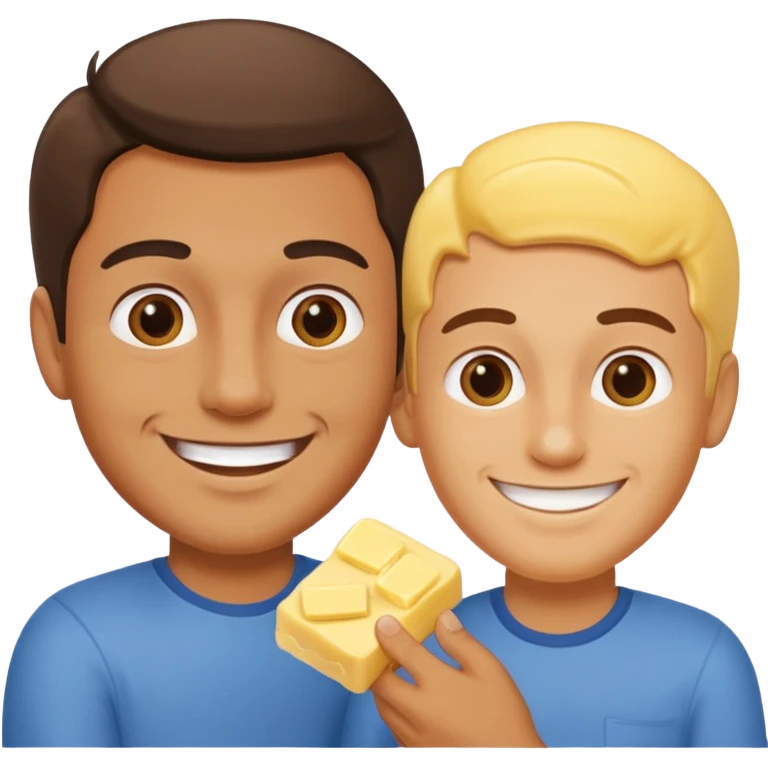 I man handsome puts butter on another man (total 2 men) emoji