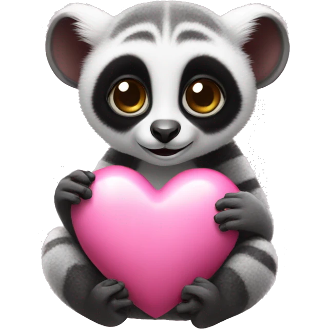 Lemur holding pink heart  emoji