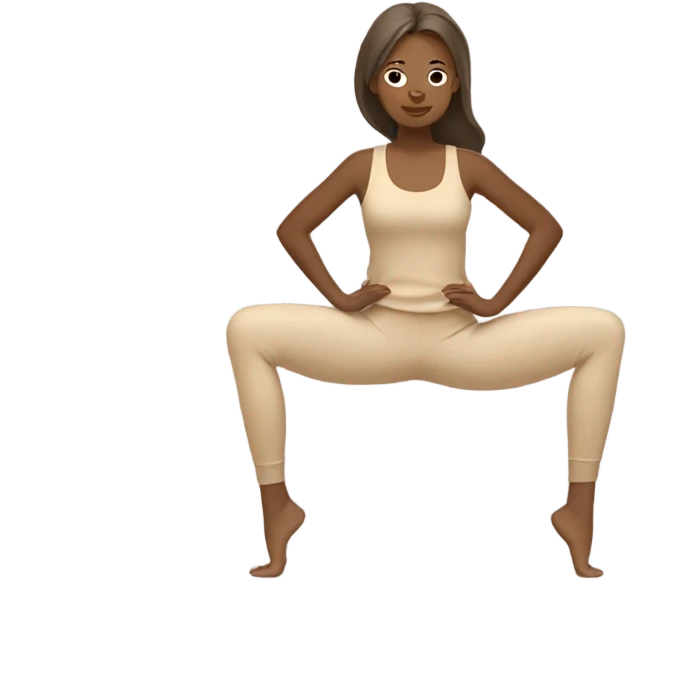 Tan girl in beige clothes doing yoga emoji