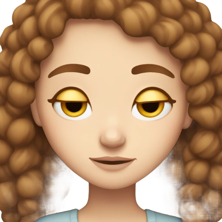 White girl freckles Brown hair sleeping  emoji