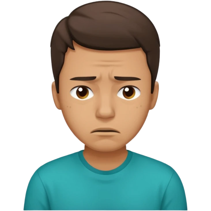 25 year old man in teal shirt that looks like he is in pain emoji