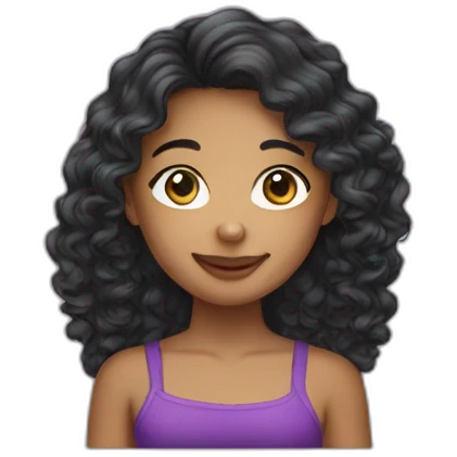 Blasian long curly hair girl emoji