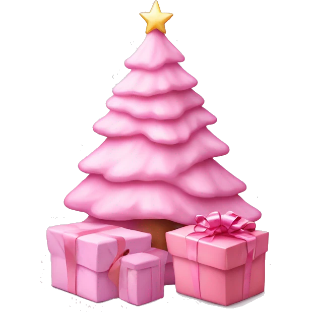 Pastel pink Christmas tree with pink gift emoji