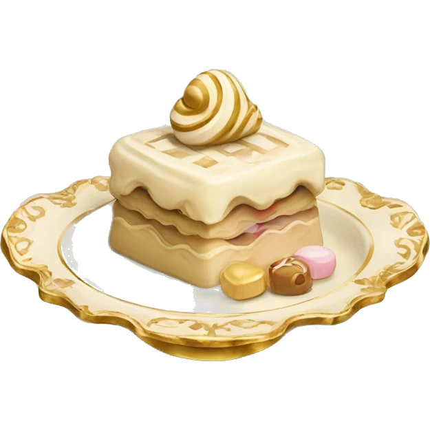 vintage rococo beige and gold plate of sweets emoji