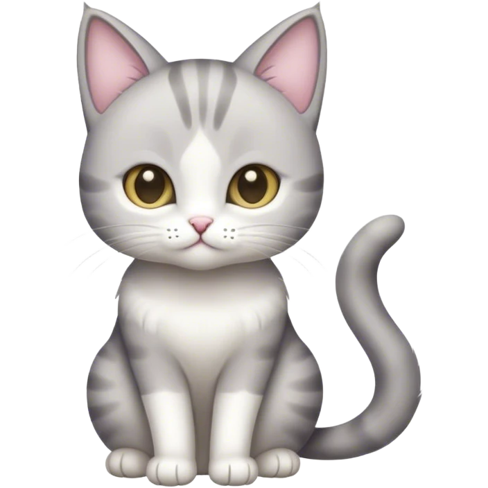 A slender gray and white Jianzhou cat emoji