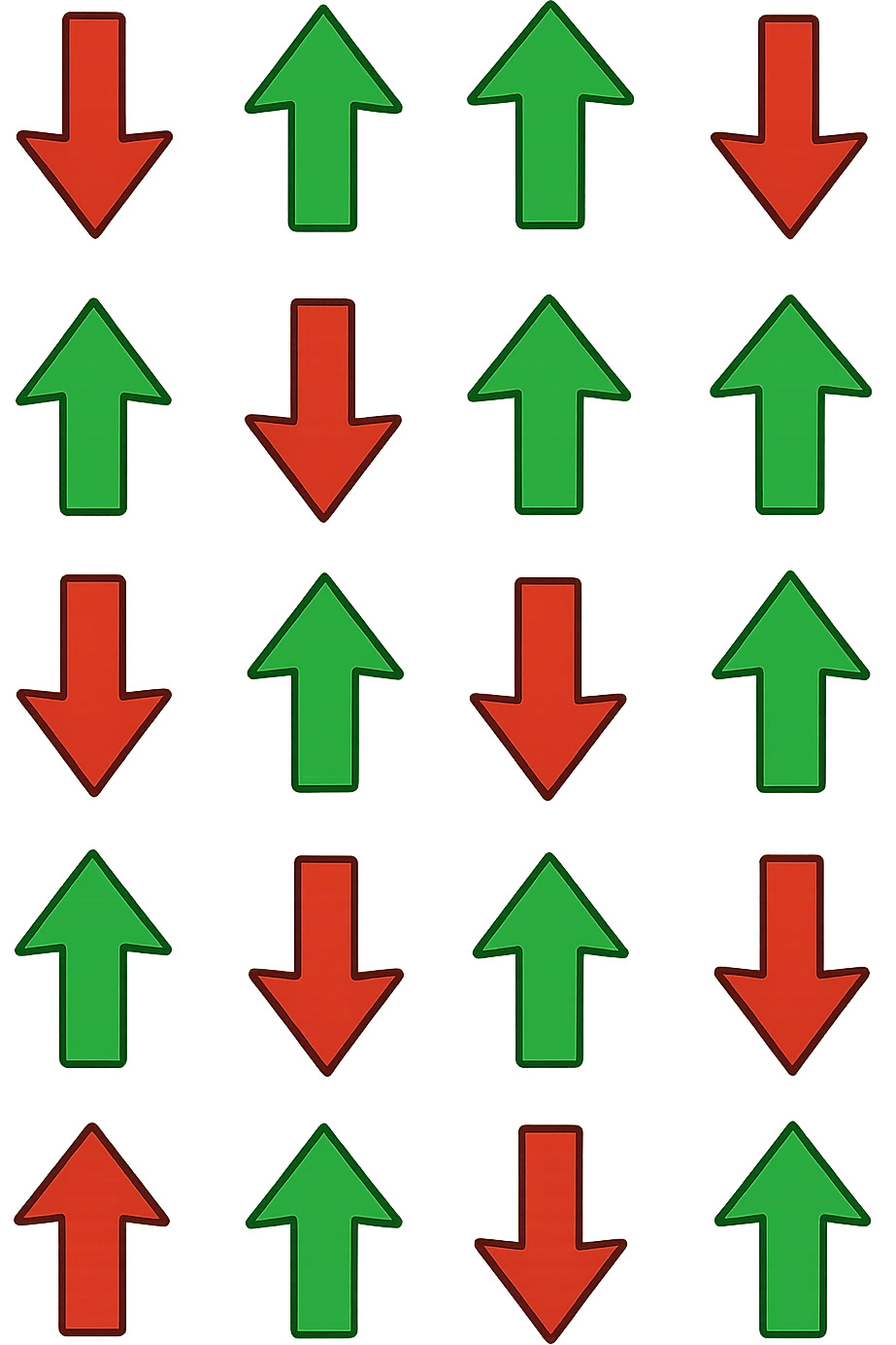 FRECCE ROSSE CHE SCENDONO E FRECCE VERDI CHE SALGONO, FLUTTUANO IN ARIA emoji