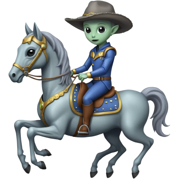 Alien on horse, close up emoji