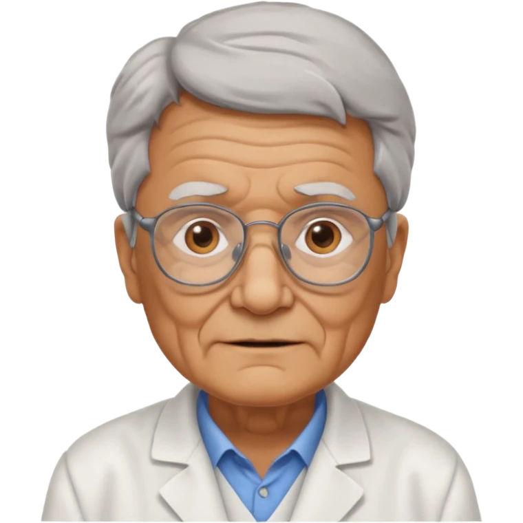 una imagen de un abuelo de 63 años sin bata medica con gafas emoji
