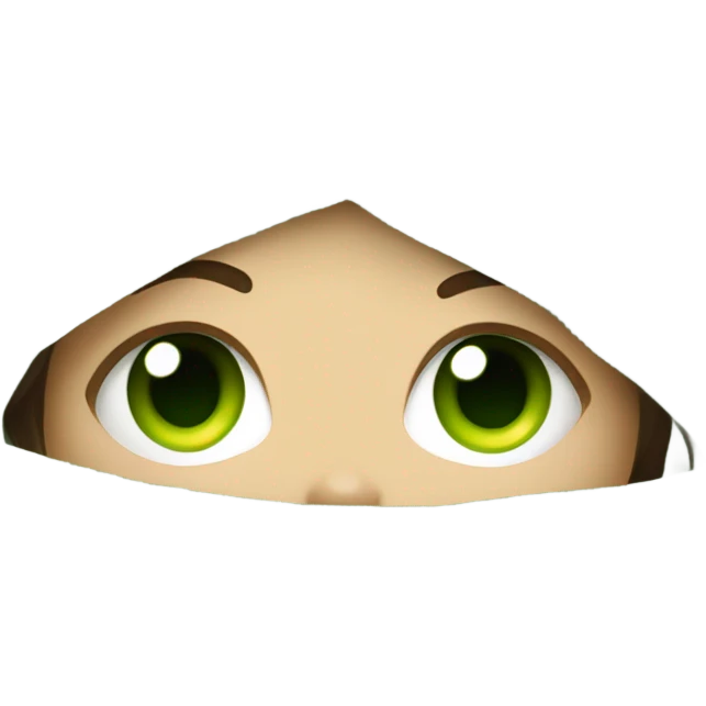girl under covers looking up with green eyes emoji