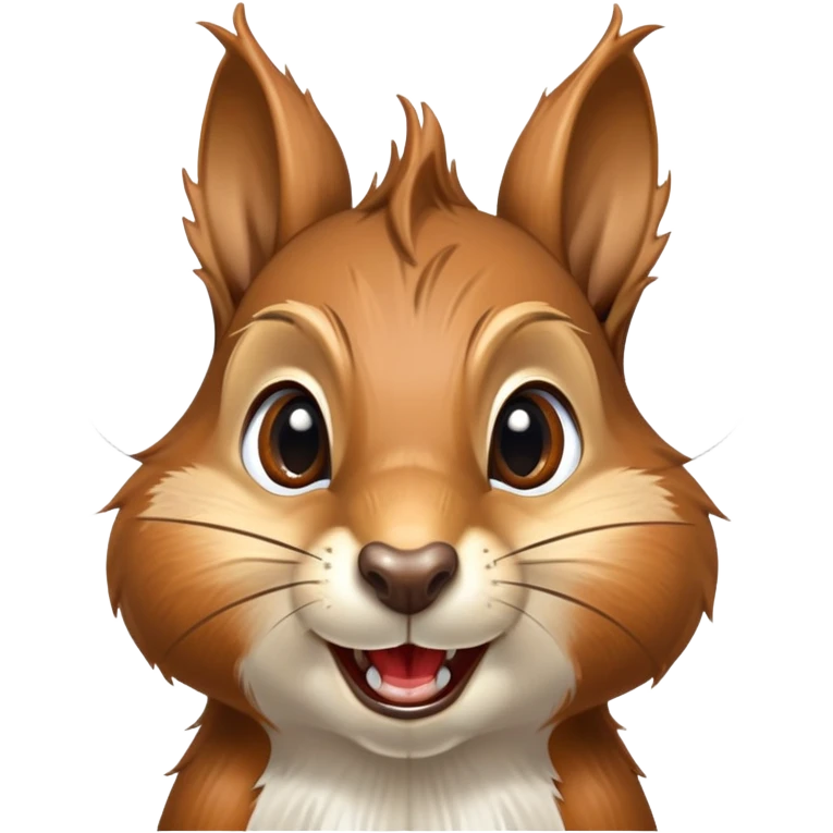 Realistic squirrel head with long pointed ears, distinctive squirrel face shape, and extremely large visible drool dripping from mouth, multiple drool streams hanging down emoji
