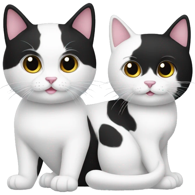 2 cats white and black emoji