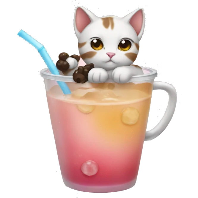 cat drinking boba emoji