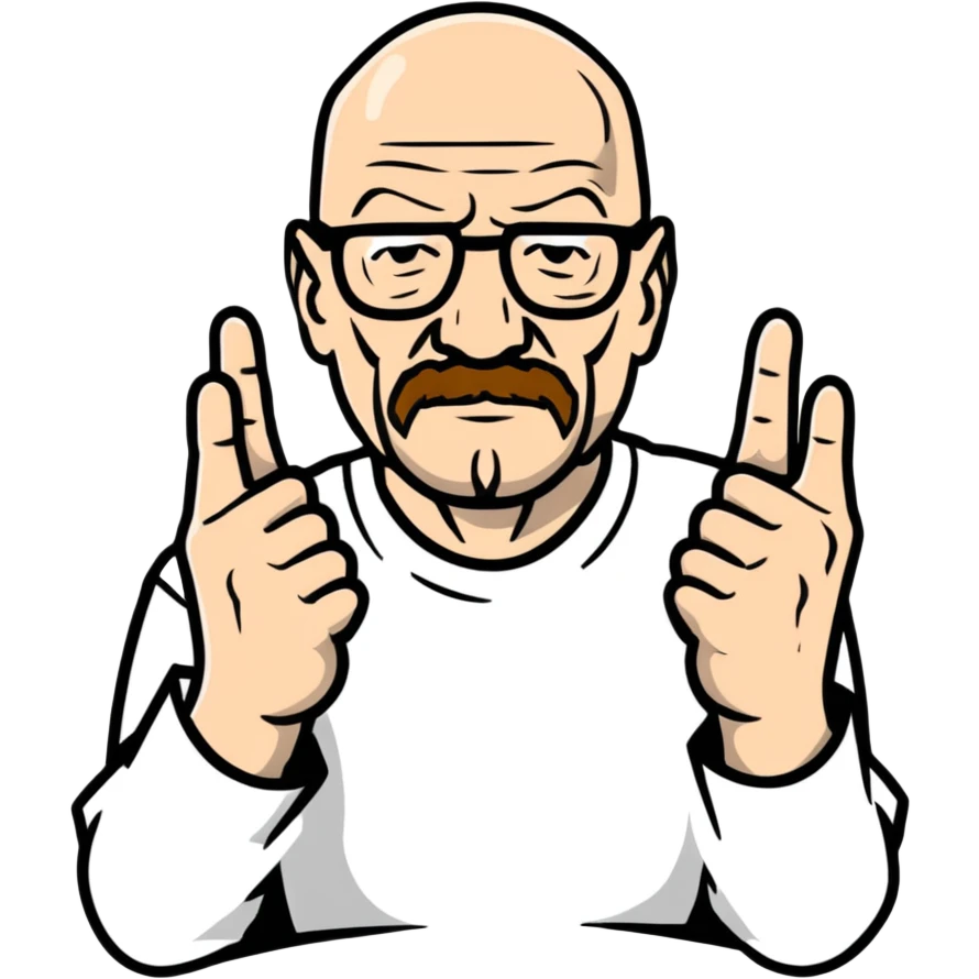 Walter white putting up 2 middle fingers emoji