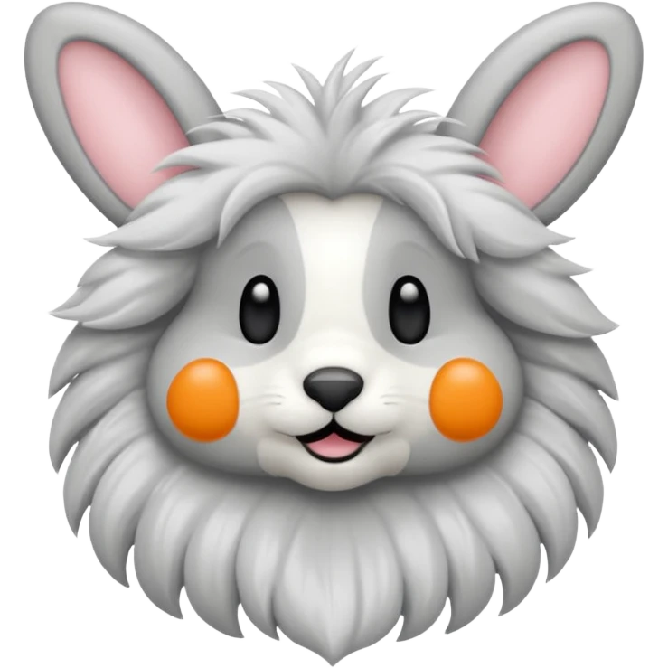 een grijs konijn met oren naar omlaag met een bloemetje emoji