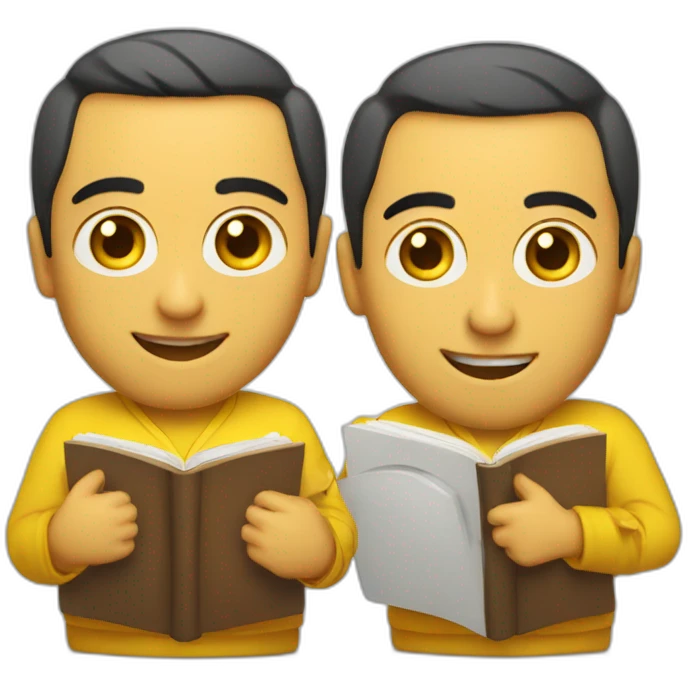Armenian men with the yellow clothes reading book and looking at camera and smiling  emoji