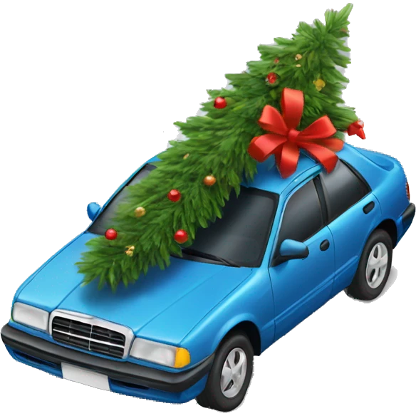 Car with a Christmas tree on it emoji