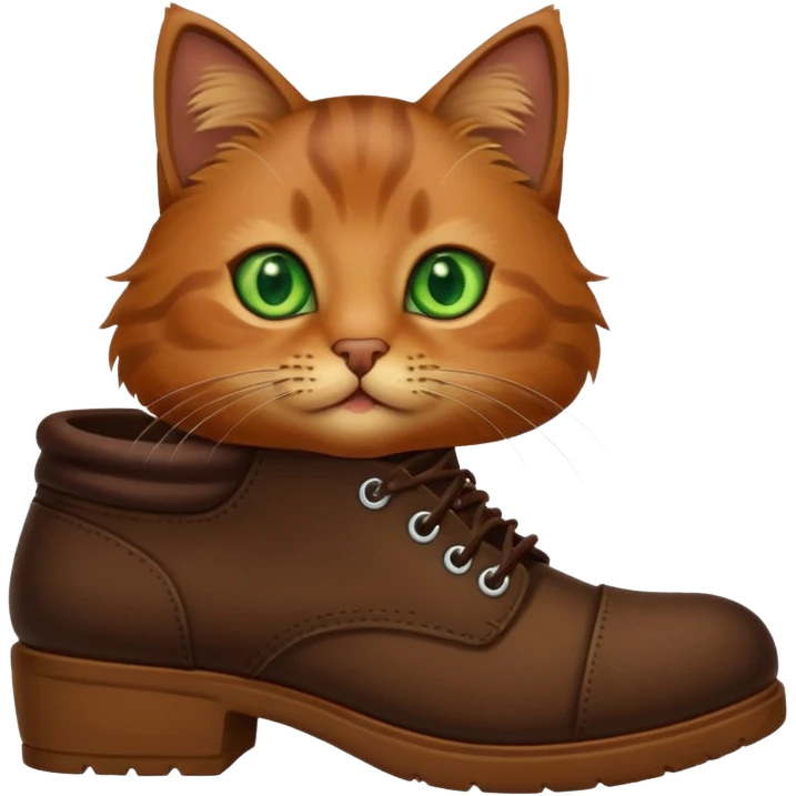 Brown cute cat in a brown shoe  emoji