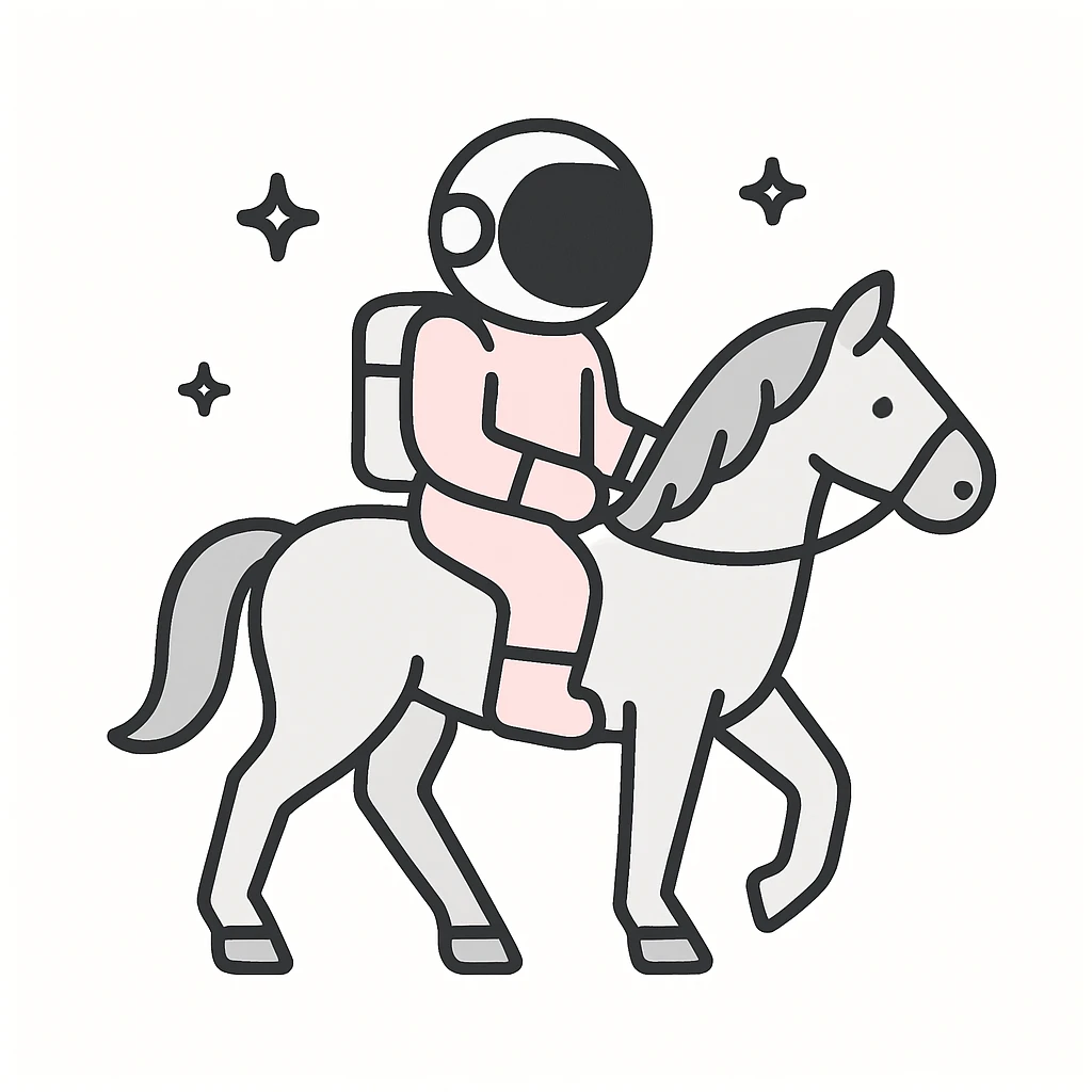 astronaut on horseback with stars in background emoji