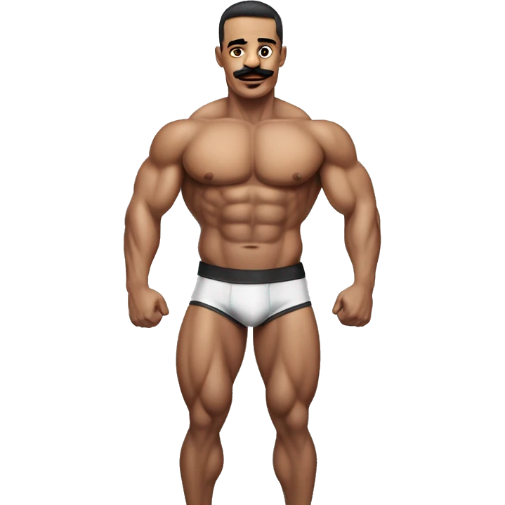 gay bodybuilder in jock with mustache underwear realistic emoji