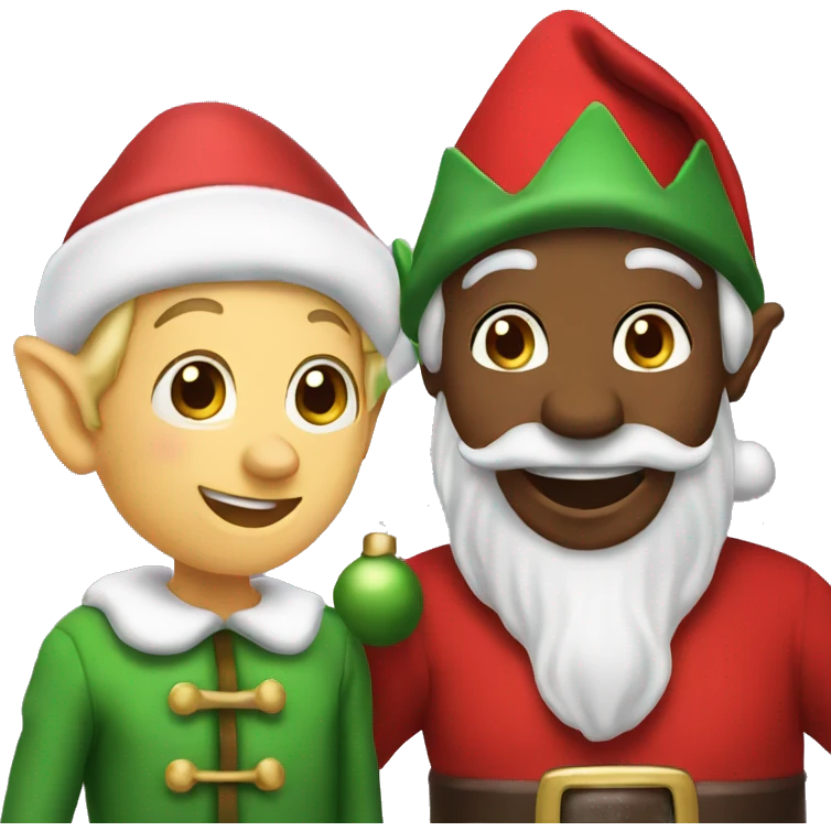 Christmas elf with santa emoji