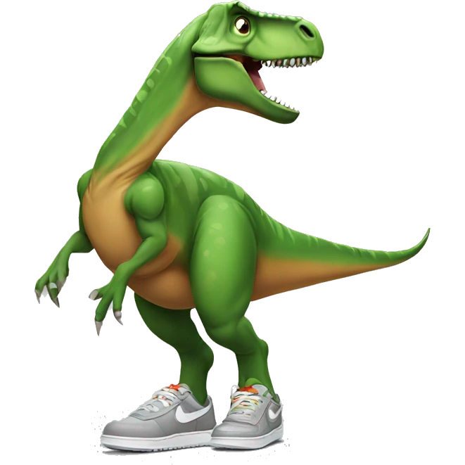 Dinosaur wearing Nike shoes emoji